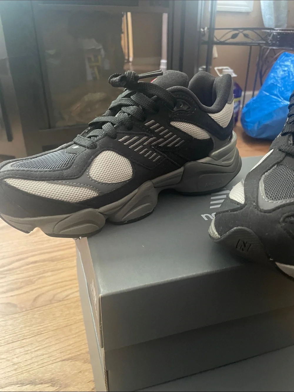 New Balance Men’s Black and Gray 9060 Style Sneakers